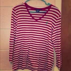 Ralph Lauren Sport pink and white long sleeve